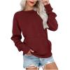 Sweatshirts for Women Casual Pullover Drop Shoulder Tops Trendy Oversized Long Sleeve Shirts Tunic Blouse w Pocket Wine view 1