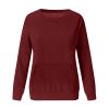 Sweatshirts for Women Casual Pullover Drop Shoulder Tops Trendy Oversized Long Sleeve Shirts Tunic Blouse w Pocket Wine view 3