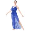 Lyrical Dance Costumes for Women Modern Contemporary Dancewear One-piece Jumpsuit Unitard Sequin Power Mesh Tulle Wide Leg Pants Bottom Leotards Maxi Overdress Jazz Dance Solo Costume Royal Blue S view 2