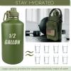 DEFUNX 64 Oz Insulated Water Bottle with Sleeve (All Military Green) - Half Gallon Water Jug with Handle - Stainless Steel Sports Water Bottle for Gym Workout Hiking Tactical Bottle with Pouch view 2