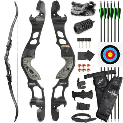 62" Recurve Bow Gordon Limbs ILF Interface CNC Machining 30-60Lbs for Adult Archery Competition Athletic Right Hand (45Lbs, Black)