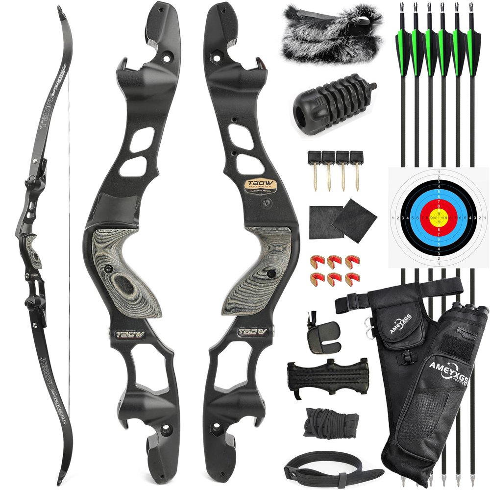 62" Recurve Bow Gordon Limbs ILF Interface CNC Machining 30-60Lbs for Adult Archery Competition Athletic Right Hand (45Lbs, Black)