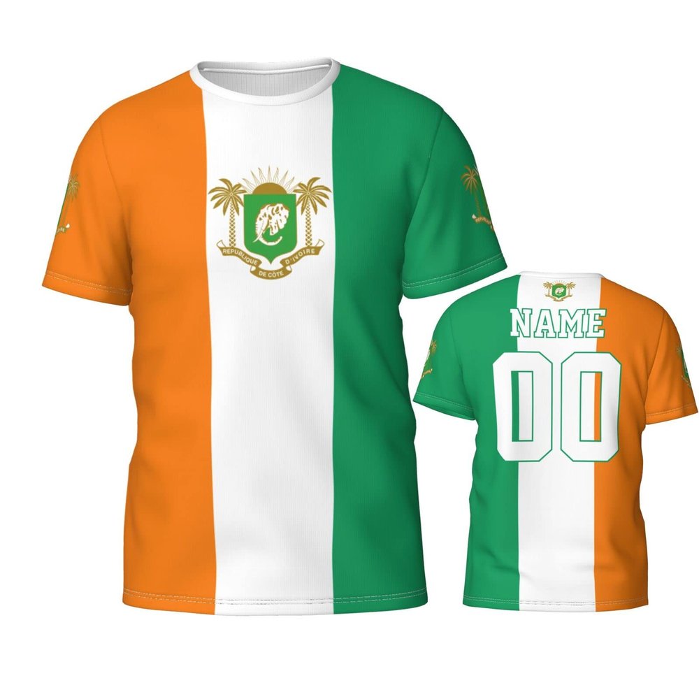 Custom Name Number Cote D'Ivoire Flag Emblem Men's Patriotic T Shirt 3D Tops Sport Soccer Shirts