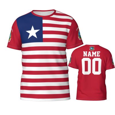 Custom Name Number Liberia Flag Emblem Men's Patriotic T Shirt 3D Tops Sport Soccer Shirts