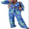 Qikaka Women's 2 PCS Printed Tied Crop Tops Bodycon Pants Sexy Nightclub Party Tracksuit Outfits Sweatsuit Set view 1