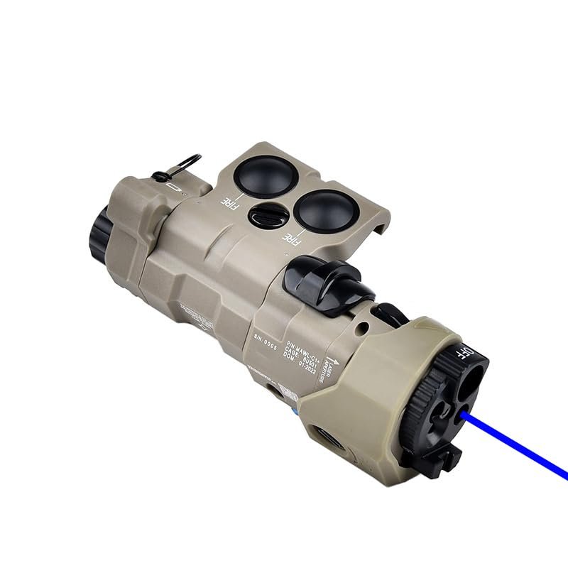 Nylon ML C1+ Box Visable Laser Sight,with IR Laser+Red/Green/Blue Laser Sight+IR Fill Light+Momentary/Constant Modes/Strobe Modes Whitelight LED 220 Lumens Flashlight,fit 20mm Rail (Blue Laser DE)