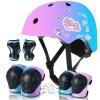 Kids Bike Helmet and Pad Set for Girls Boys Ages 2-3-5-8-14, Adjustable Toddler Youth Helmet with Knee & Elbow Pads for Bicycle, Skating, Scooter - Multiple Bright Color Options view 1