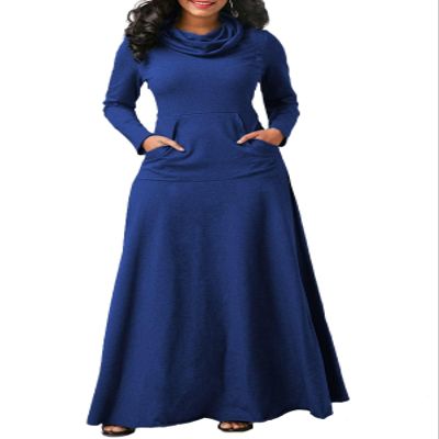 Bengbobar Womens Turtleneck Dress Long Sleeve Plain Swing Maxi Dress Winter Elegant Plus Size Dresses with Pockets