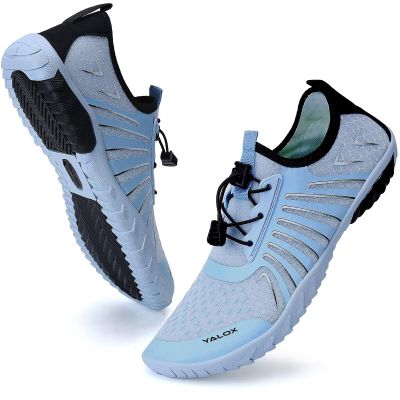 YALOX Water Shoes Men's Women's Swim Shoes Outdoor Beach Barefoot Quick-Dry Aqua Pool Socks Swimming Yoga Surfing Exercise(A03-Blue Gray,43EU)