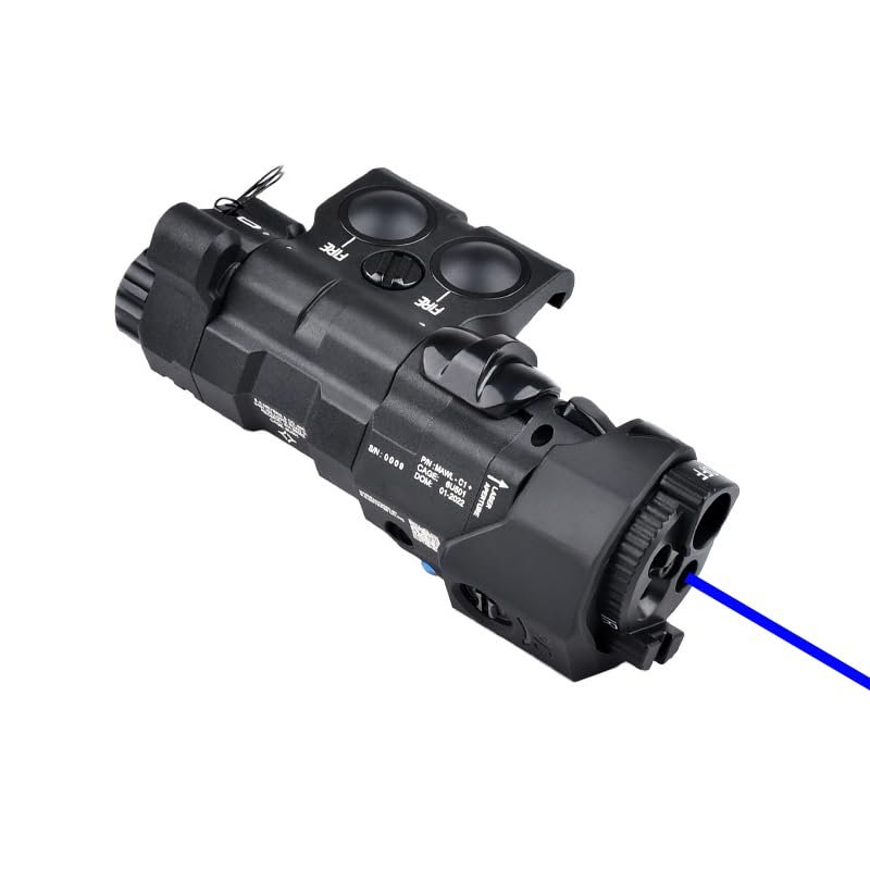 Nylon ML C1+ Box Visable Laser Sight,with IR Laser+Red/Green/Blue Laser Sight+IR Fill Light+Momentary/Constant Modes/Strobe Modes Whitelight LED 220 Lumens Flashlight,fit 20mm Rail (Blue Laser BK)