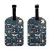Nautical Sailing Pirate Theme Print Suitcase Luggage Tag, Leather Suitcase Tags, with Privacy Name Address Labels view 2