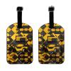 Mustard Yellow and Black Print Suitcase Luggage Tag, Leather Suitcase Tags, with Privacy Name Address Labels view 2