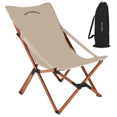 Whitsunday Outdoor Chair Camping Folding Butterfly Chair with Pillow, Portable Reclining Chair for Camping, Picnic, Beach, Travel, Hiking -Khaki