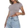 Women's Casual Basic Going Out Crop Tops Short Sleeve Crewneck Crop Tops Tees Slim Fit Tight T Shirts (Light Gray, S) view 1