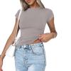 Women's Casual Basic Going Out Crop Tops Short Sleeve Crewneck Crop Tops Tees Slim Fit Tight T Shirts (Light Gray, S) view 3