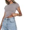 Women's Casual Basic Going Out Crop Tops Short Sleeve Crewneck Crop Tops Tees Slim Fit Tight T Shirts (Light Gray, S) view 4
