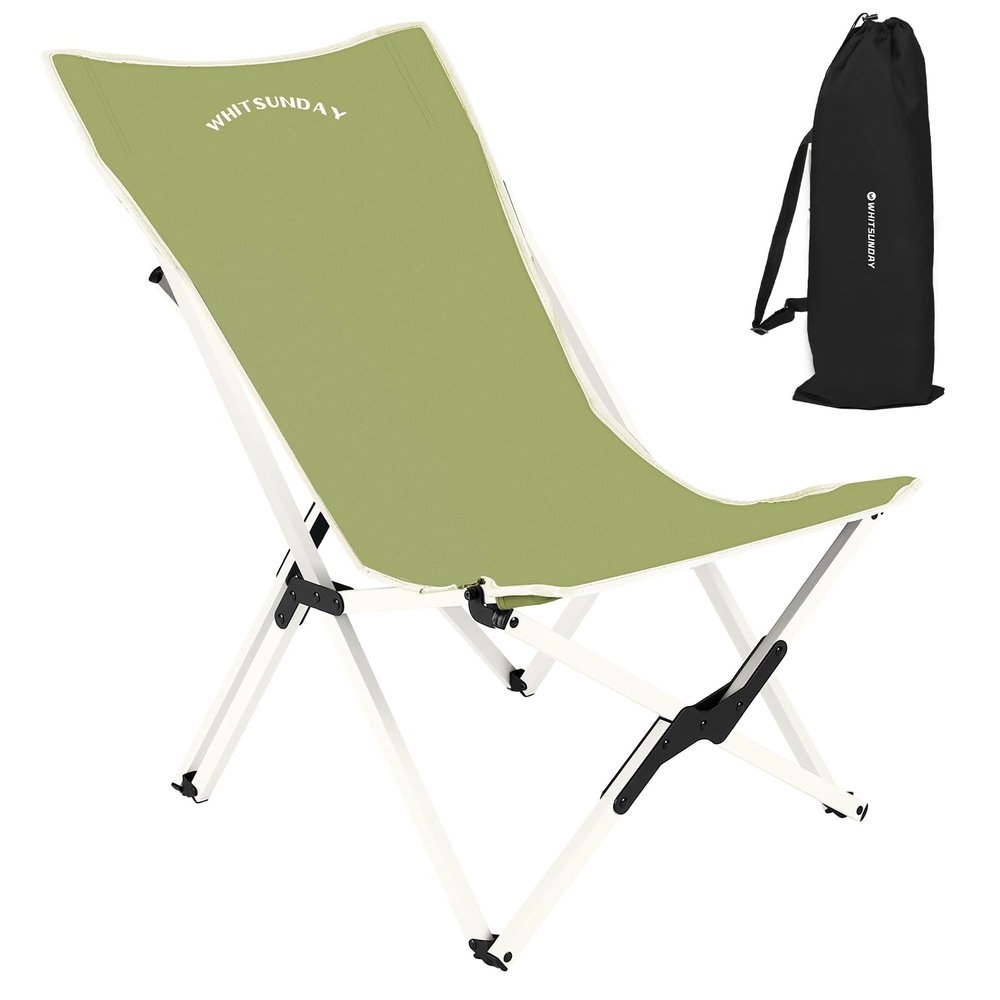 Whitsunday Outdoor Chair Camping Folding Butterfly Chair with Pillow, Portable Reclining Chair for Camping, Picnic, Beach, Travel, Hiking -Green