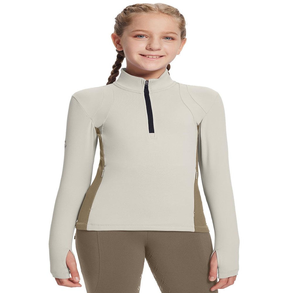 baleaf Girls Long Sleeve Shirts Fleece Jacket Fall Half Zip Pullover Kids Sweatshirts Athletic Thermal Top Oat Pink XS