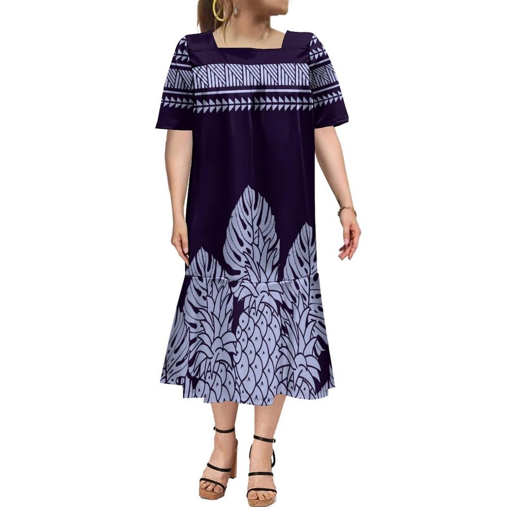 2023 Summer New Micronesia Muumuu Dress Fishtail Mini Dress Dinner Women's Puffed Sleeve Dress