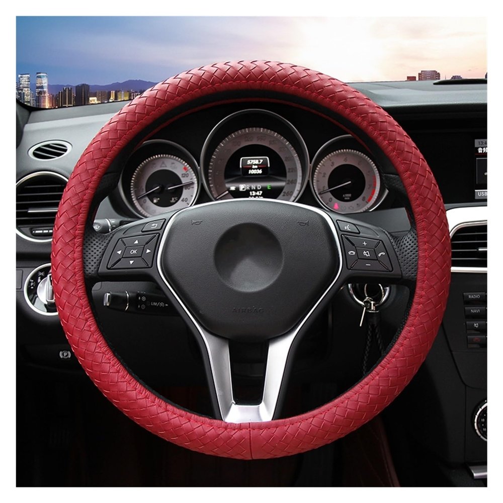 Car Steering Wheel Cover for Mercedes-Benz Car Steering Wheel Cover Leather Woven Car Accessories Innovative Design (Color : 2#)