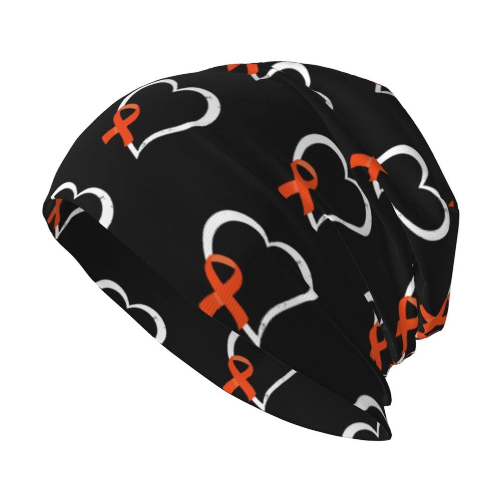 Leukemia Awareness Beanie Skull Cap Warm Knit Slouchy Hat for Women Men Black