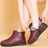 Women's Winter New Fleece Thickened Warm Soft Bottom Cotton Boots Waterproof Slip-on Snow Shoes Leather Ankle Booties (Color : Red, Size : 8.5) view 2