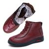 Women's Winter New Fleece Thickened Warm Soft Bottom Cotton Boots Waterproof Slip-on Snow Shoes Leather Ankle Booties (Color : Red, Size : 8.5) view 4