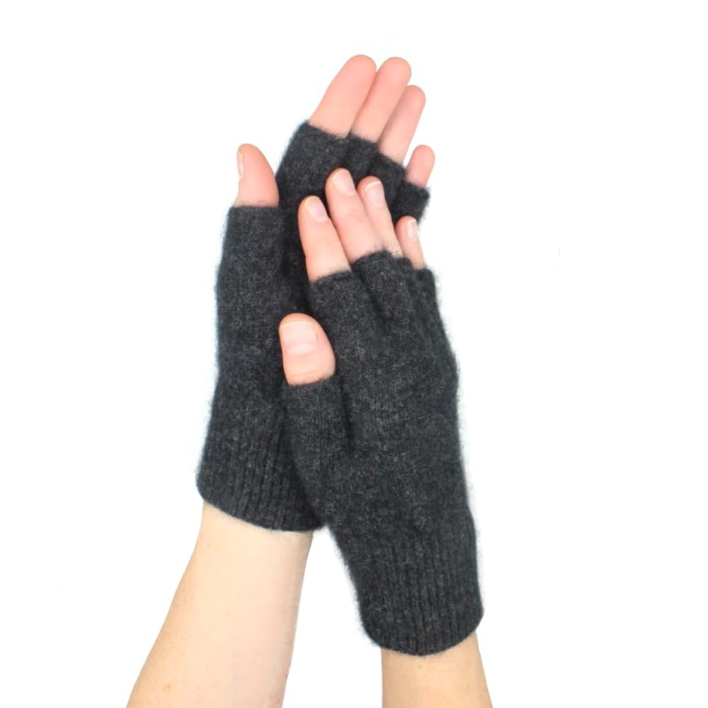 Native World Possum Merino Wool Fingerless Gloves for Women and Men, Soft Extremely Warm (Charcoal, Large)