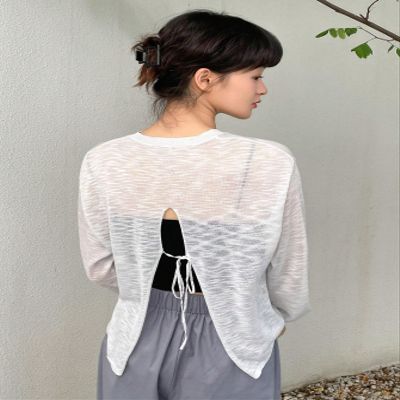 ESENTL Women's Sweater Tie Back Drop Shoulder Sweater Without Cami Top - Casual Pullovers for Women Sweater for Women (Color : Beige, Size : X-Large)