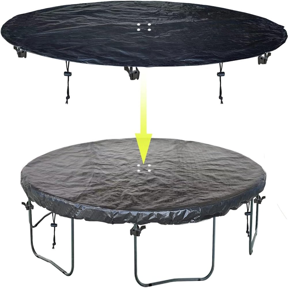 SIHAIAN 12 FT Trampoline Protective Cover, Waterproof, Anti-UV, Snow & Dust-Proof, Black