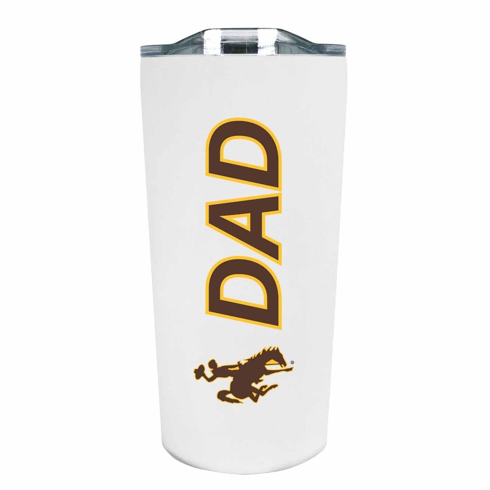 Campus Colors NCAA Stainless Steel Travel Tumbler for Dad - 18 oz - Double Walled Insulated Drinkware (Wyoming Cowboys - White)