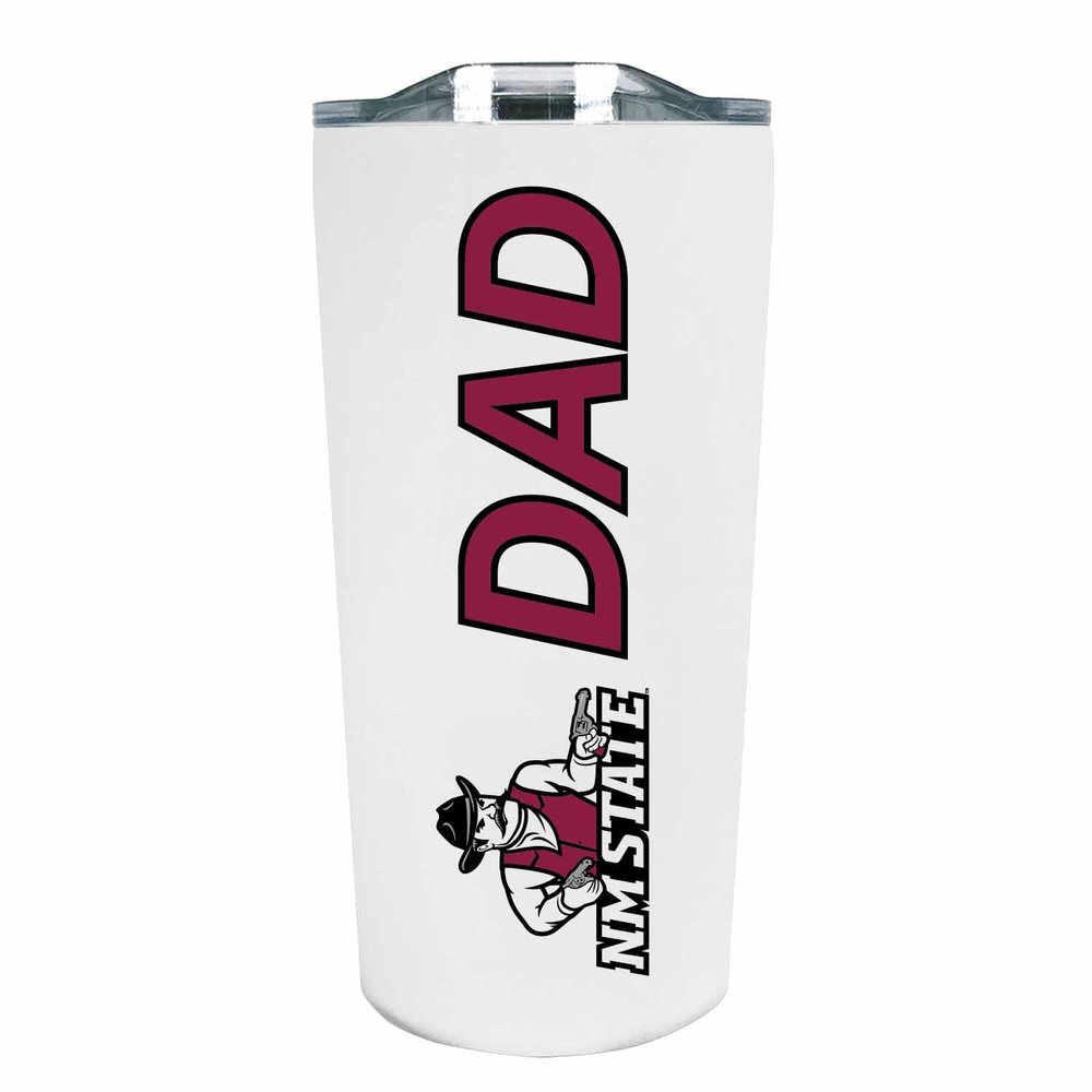 Campus Colors NCAA Stainless Steel Travel Tumbler for Dad - 18 oz - Double Walled Insulated Drinkware (New Mexico State Aggies - White)