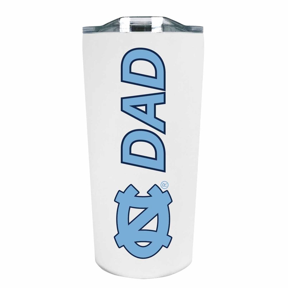 Campus Colors NCAA Stainless Steel Travel Tumbler for Dad - 18 oz - Double Walled Insulated Drinkware (North Carolina Tar Heels - White)