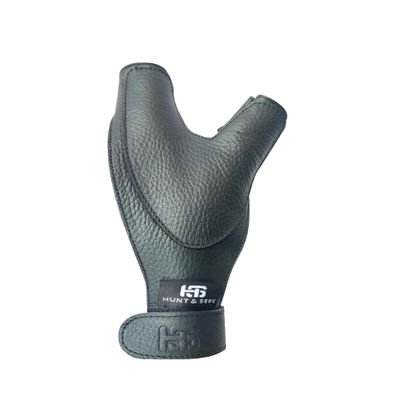 Hunt & Seek Thick Cow Leather Archery Hand Guard Protector Bow Glove for Traditional Long Recurve & Compound Bow (Black, Large, Right)