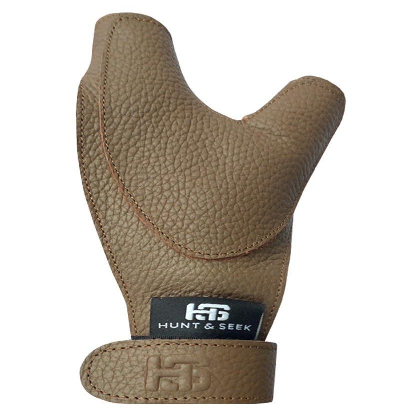 Hunt & Seek Thick Cow Leather Archery Hand Guard Protector Bow Glove for Traditional Long Recurve & Compound Bow (Brown, Large, Right)