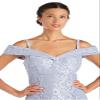 R&M Richards Women's Off The Shoulder Formal Gown - Glitter Lace Mermaid Evening Dress - Party & Cocktial Attire view 2