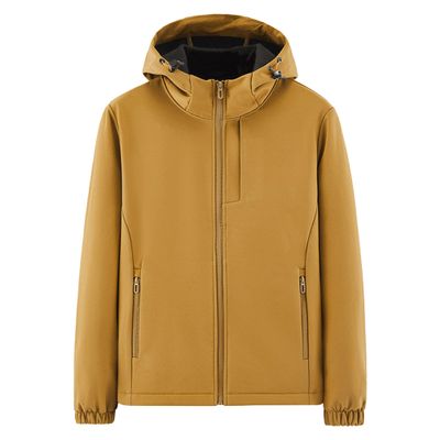 Mens Windbreaker Hooded Jacket Full Zip Waterproof Hiking Hoodie Coat Lightweight Tactical Winter Outdoor Jackets (Large,Yellow)