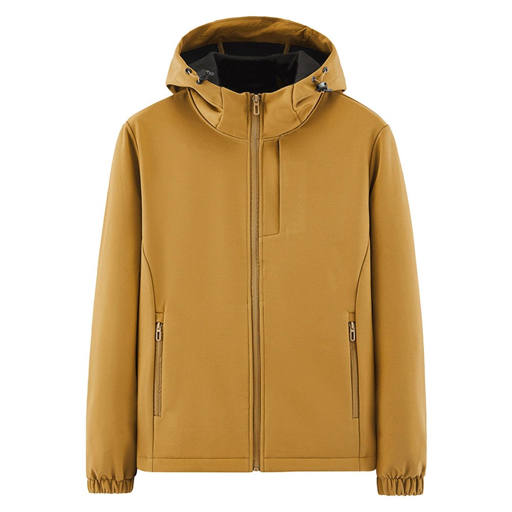 Mens Windbreaker Hooded Jacket Full Zip Waterproof Hiking Hoodie Coat Lightweight Tactical Winter Outdoor Jackets (Large,Yellow)