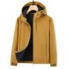 Mens Windbreaker Hooded Jacket Full Zip Waterproof Hiking Hoodie Coat Lightweight Tactical Winter Outdoor Jackets (Large,Yellow) view 3