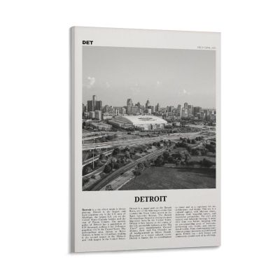 IkiCk Detroit Print Zwart-wit Nr. 2, Detroit Wall Art, Detroit Poster, Detroit Foto, Detroit Decor, Michig Canvas Wall Art Print Poster For Home School Office Decor 20x30inch(50x75cm)