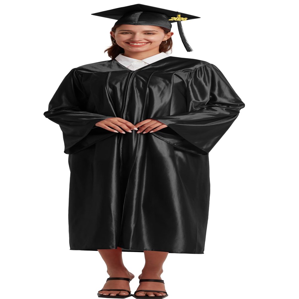 Grad HAGO Unisex Shiny Graduation Cap and Gown Tassel Set 2025 2026 for High School and Bachelor