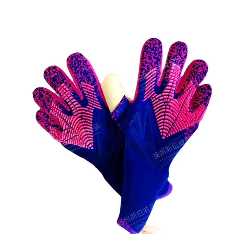 PLbSe Soccer Goalkeeper Gloves Goalie Training Gloves Strong Grip Anti-Slip and Breathable for Adults and Children (Purple Blue,6)