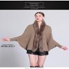 KAYNO Women's Faux Fur Collar Bat Sleeve Cardigan Wool Jacket V-Neck Loose Soft Knitted Sweater view 3