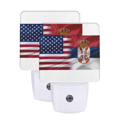 Qauirfe Serbia America Flag Night Light Set of 2 Home Decor