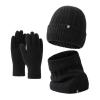 3-Piece Winter Beanie Hat Scarf Touchscreen Gloves Set for Men and Women, Beanie Gloves Neck Warmer Set with Warm Knit Lined (Color : Black) view 1
