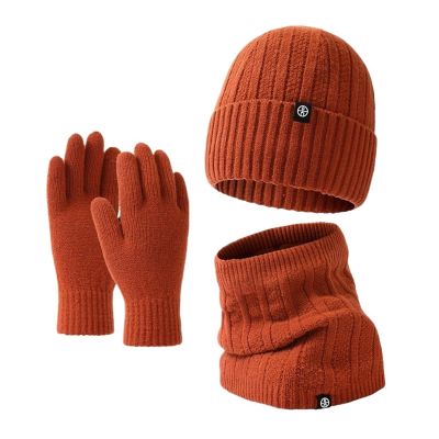 3-Piece Winter Beanie Hat Scarf Touchscreen Gloves Set for Men and Women, Beanie Gloves Neck Warmer Set with Warm Knit Lined (Color : Beige)