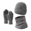 3-Piece Winter Beanie Hat Scarf Touchscreen Gloves Set for Men and Women, Beanie Gloves Neck Warmer Set with Warm Knit Lined (Color : Deep Grey) view 1