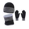 SciBor Winter Warm Knitted Sets Beanie Hat Scarves Winter Face Cover Touchscreen Gloves Scarf Set for Men (Color : Black) view 1