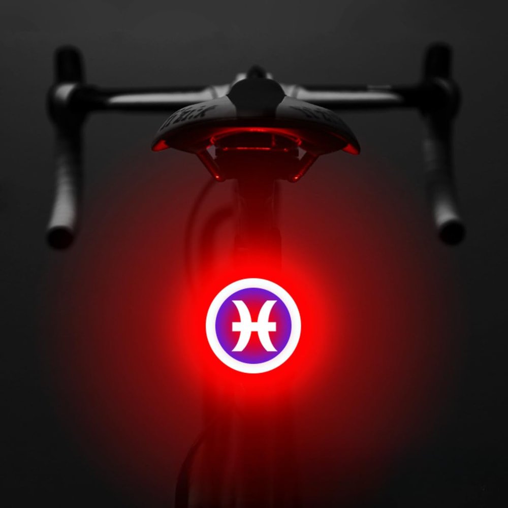 Bicycle Tail Light Fun Zodiac Sign Shaped Tail Light Rechargeable Bicycle Light for Mountain Bikes Brake Light for Road Bikes, Creative Cycling Gear (Pisces)