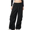 Womens Cargo Pants Parachute Fashion Y2K Teen Girls Hiking Pants Wide Leg Pants High Waisted Streetwear Joggers Pants Blue view 1